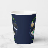 Funny fish UFO space ship cartoon illustration Papieren Bekers (Links)