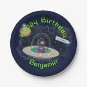 Funny fish UFO space ship cartoon illustration Papieren Bordje (Voorkant)