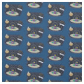 Funny fish UFO space ship cartoon illustration Stof (Swatch)