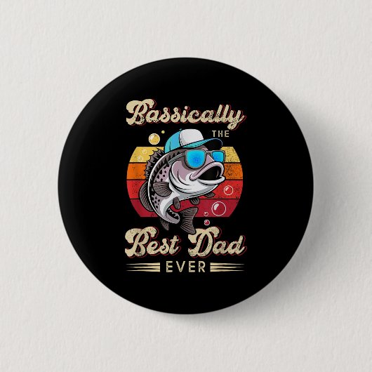 Funny Fisherman Best Dad Ever B Gevist Vaders Da Ronde Button 5,7 Cm (Voorkant)