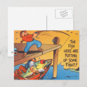 Funny Fisherman Briefkaart Vist Cartoon (Voorkant / Achterkant)