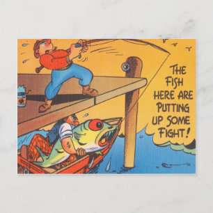 Funny Fisherman Briefkaart Vist Cartoon
