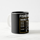 Funny Fisherman Hourly Rate Two-Tone Coffee Mok (Voorkant links)