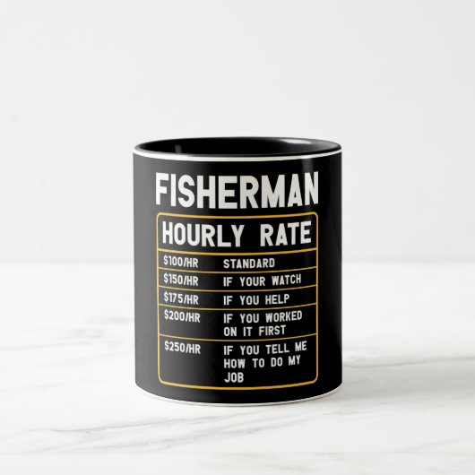 Funny Fisherman Hourly Rate Two-Tone Coffee Mok (Center)