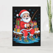 Funny Fisherman Santa Fishing Lovers Christmas Xma Kaart (Voorkant)