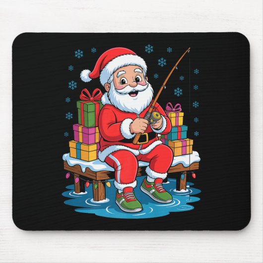 Funny Fisherman Santa Fishing Lovers Christmas Xma Muismat (Voorkant)