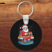 Funny Fisherman Santa Fishing Lovers Christmas Xma Sleutelhanger (Voorkant)