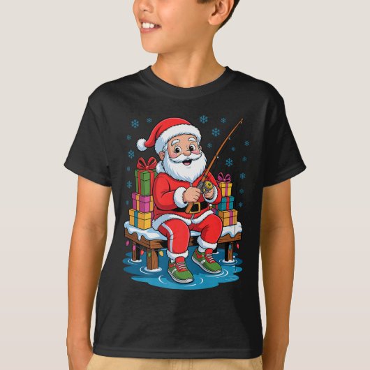 Funny Fisherman Santa Fishing Lovers Christmas Xma T-shirt (Voorkant)