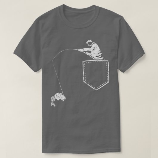 Funny Fisherman Vist Pocket T voor vader en vader T-shirt (Design voorkant)