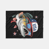 Funny Fishing & Fisherman Gift American Flag Fleece Deken (Voorkant (Horizontaal))