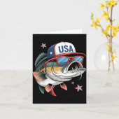 Funny Fishing &amp; Fisherman Gift American Flag  Kaart (Gele Bloem)