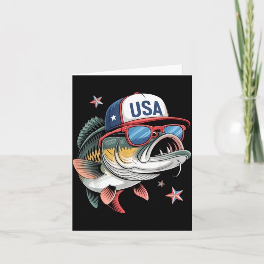 Funny Fishing & Fisherman Gift American Flag Kaart (Voorkant)