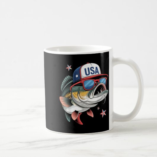 Funny Fishing & Fisherman Gift American Flag Koffiemok (Rechts)
