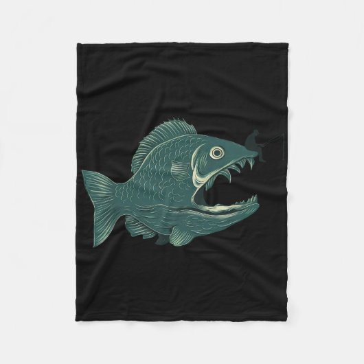 Funny Fishing Big Funny Fish With Fisherman Fishin Fleece Deken (Voorkant)