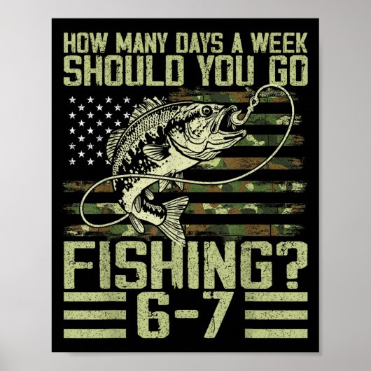 Funny Fishing Boy Teens Kid Camouflage Usa Flag B  Poster (Voorkant)