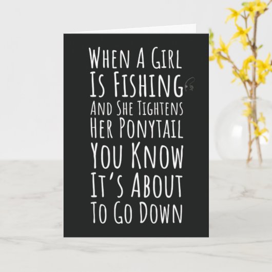 Funny Fishing Cards For Teen Girls Women Her Humor Kaart (Gele Bloem)