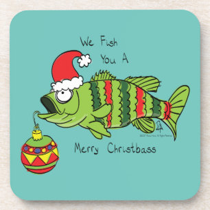 Funny Fishing Christmas Bass Fish Cute Cartoon Bier Onderzetter