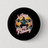 Funny Fishing Fisherman A Weightlifting Gym Bodybu Ronde Button 5,7 Cm (Voorkant)