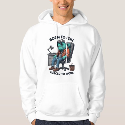 Funny Fishing Forced to Work Hoodie (Voorkant)