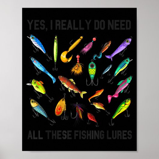 Funny Fishing Lures Gift For Fisherman Angler Fish Poster (Voorkant)