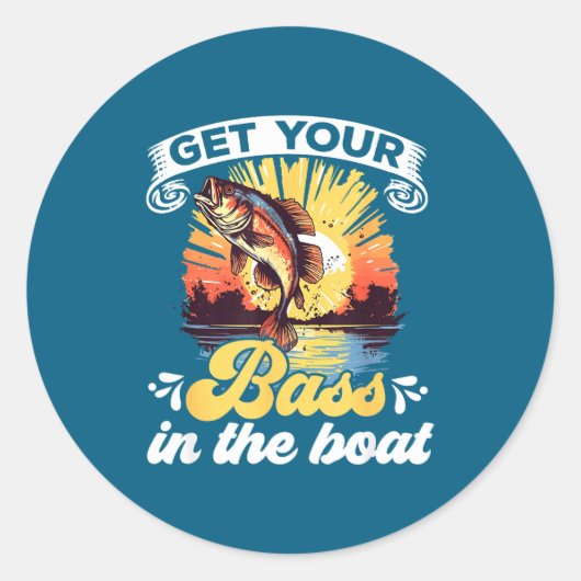 Funny Fishing Quote Hooked On B Fishing Ronde Sticker (Voorkant)