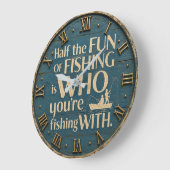 Funny Fishing Rustic Fisherman Decor Cabin Gift Grote Klok (Hoek)