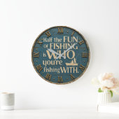Funny Fishing Rustic Fisherman Decor Cabin Gift Grote Klok (Huis)