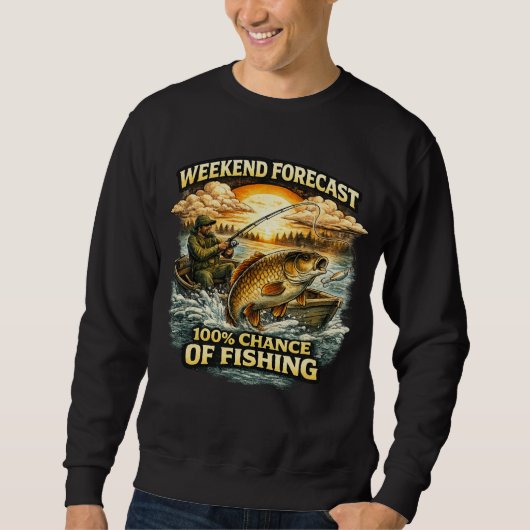 Funny Fishing T-Shirt – Weekend Forecast 100% Chan (Voorkant)