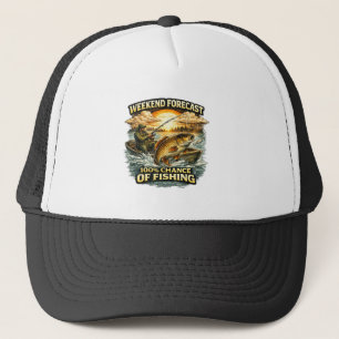 Funny Fishing T-Shirt – Weekend Forecast 100% Chan Trucker Pet