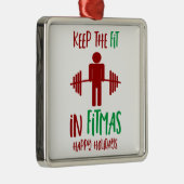 Funny Fitmas Merry Kerstmis Pun Metalen Ornament (Rechts)