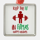 Funny Fitmas Merry Kerstmis Pun Metalen Ornament (Voorkant)