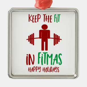 Funny Fitmas Merry Kerstmis Pun Metalen Ornament