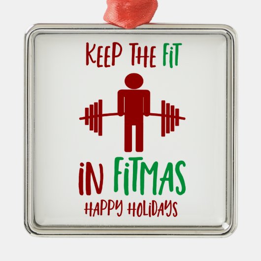 Funny Fitmas Merry Kerstmis Pun Metalen Ornament (Voorkant)