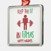 Funny Fitmas Merry Kerstmis Pun Metalen Ornament (Links)