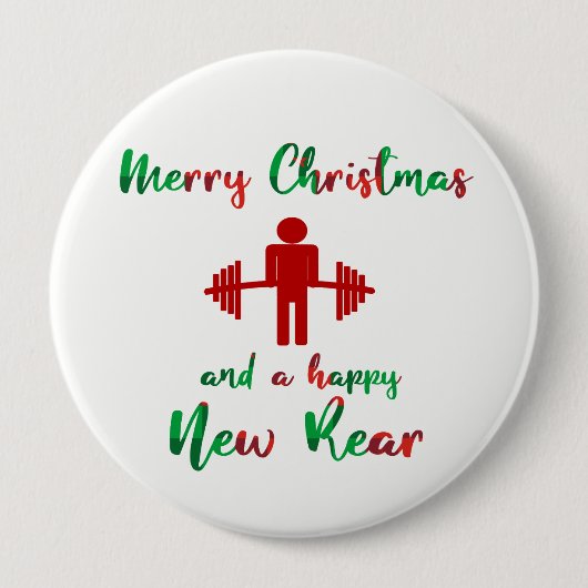 Funny Fitness Button voor kersttraining (Voorkant)