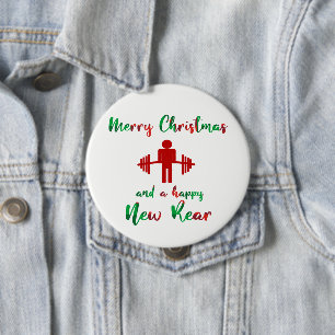 Funny Fitness Button voor kersttraining