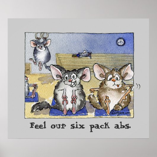 Funny Fitness Cartoon Poster Print Grey (Voorkant)