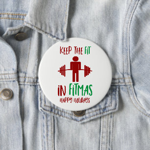 Funny Fitness Fitmas citaat kerstmis Ronde Button 4,0 Cm
