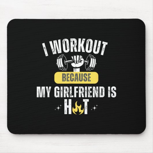 Funny Fitness Gym I Workout Because My Girlfriend  Muismat (Voorkant)
