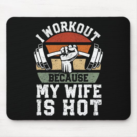 Funny Fitness Gym Lover I Workout Because My Wife  Muismat (Voorkant)