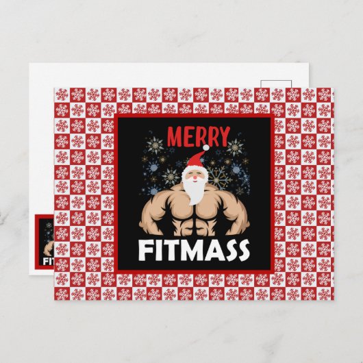 Funny Fitness - Met kerst Fitmas Gym Trainer Briefkaart (Voorkant / Achterkant)