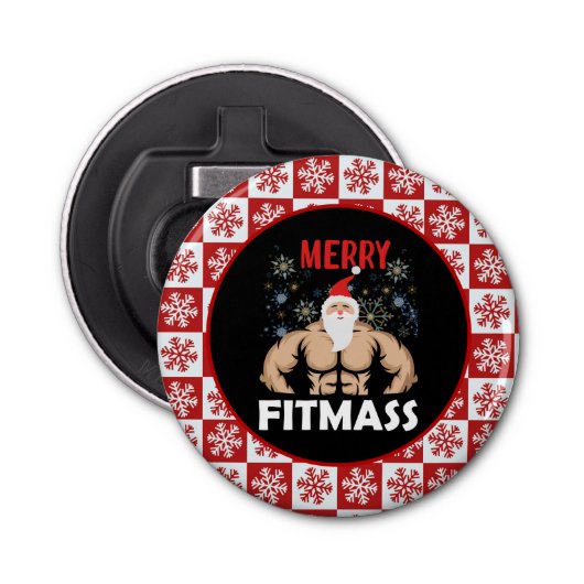 Funny Fitness - Met Kerstmis trainer Gym Button Flesopener (Voorkant)