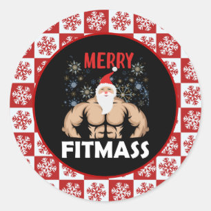 Funny Fitness - Met Kerstmis trainer Gym Ronde Sticker