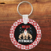 Funny Fitness - Met Kerstmis trainer Gym Sleutelhanger (Voorkant)
