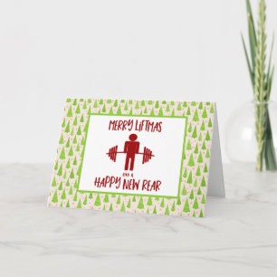 Funny Fitness Thete Kerstmis Barbell Hol Feestdagen Kaart