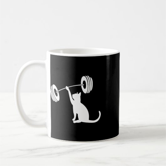 Funny Fitness Weight Strength Gym Cat Lifting For Koffiemok (Links)