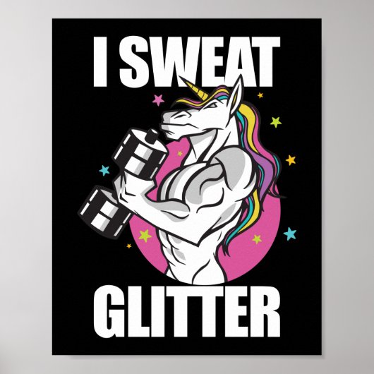 Funny Fitness Workout Gym I Sweat Unicorn Poster (Voorkant)