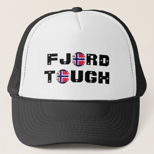 Funny "Fjord Tough" & Noorse vlag Trucker Pet (Voorkant)