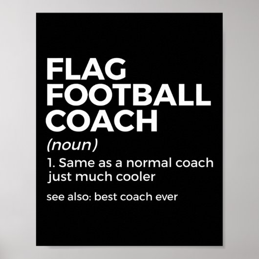 Funny Flag Football Coach Definition Beste coach E Poster (Voorkant)