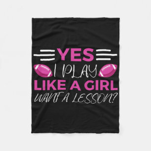Funny Flag Football Girl Fleece Deken